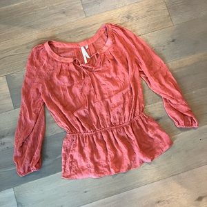 Nordstrom Bellatrix Orange Sheer Peasant Blouse Top